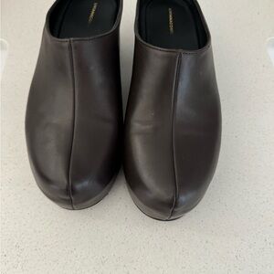 Lemaire Dark Brown Leather Slip-On Mule Clogs